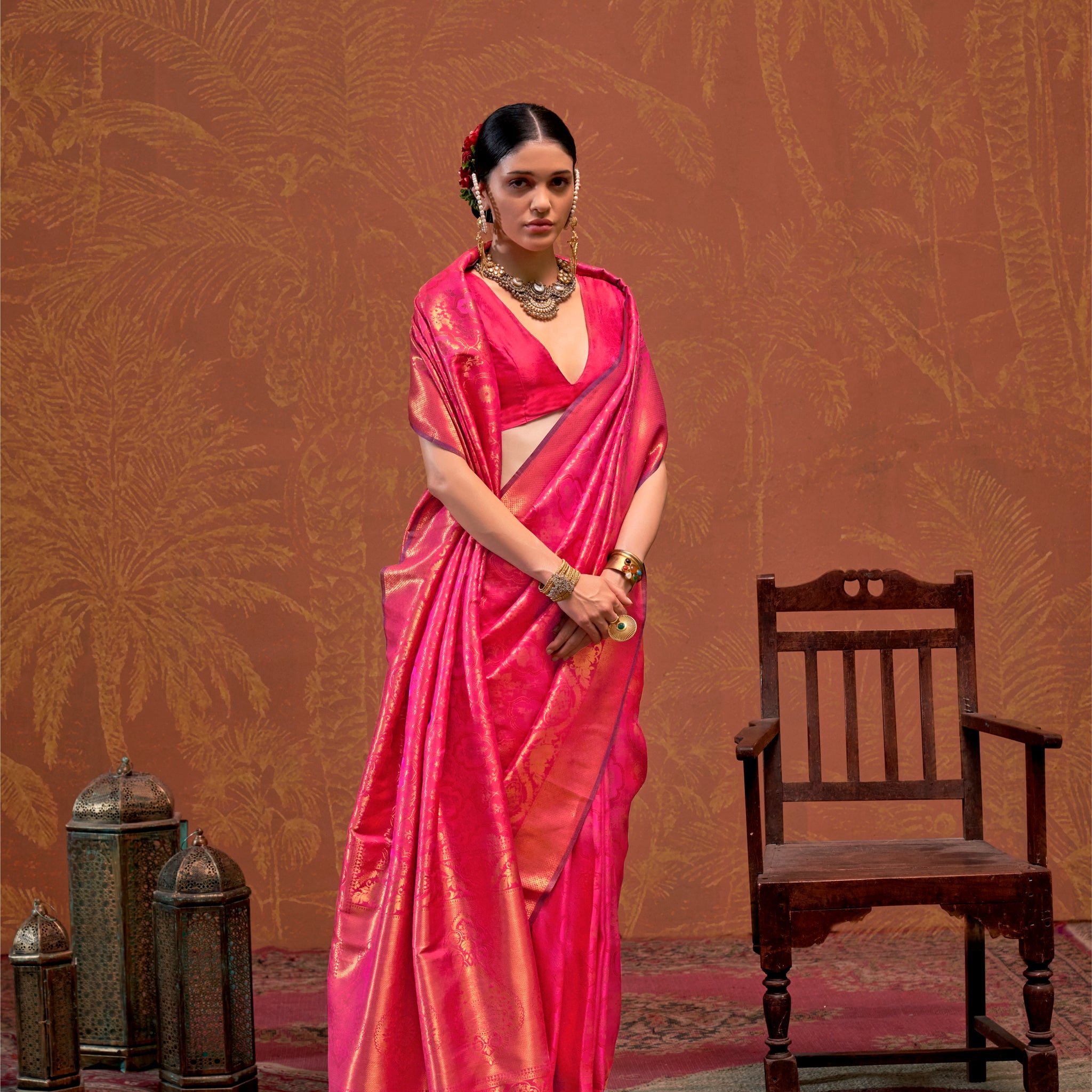 Ruby Zari Kanjeevaram Saree - Pink