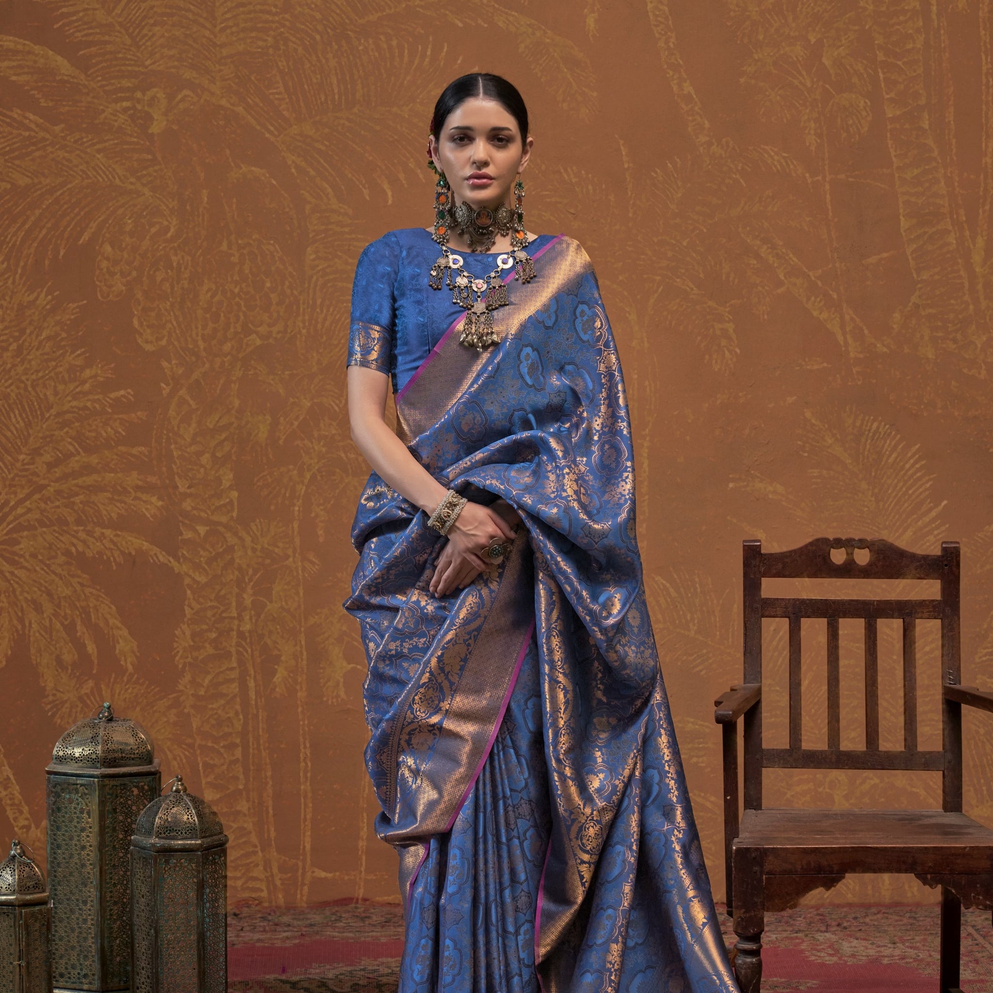 Ruby Zari Kanjeevaram Saree - Blue