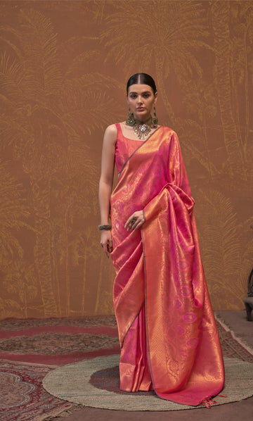 Ruby Zari Kanjeevaram Saree - Peach