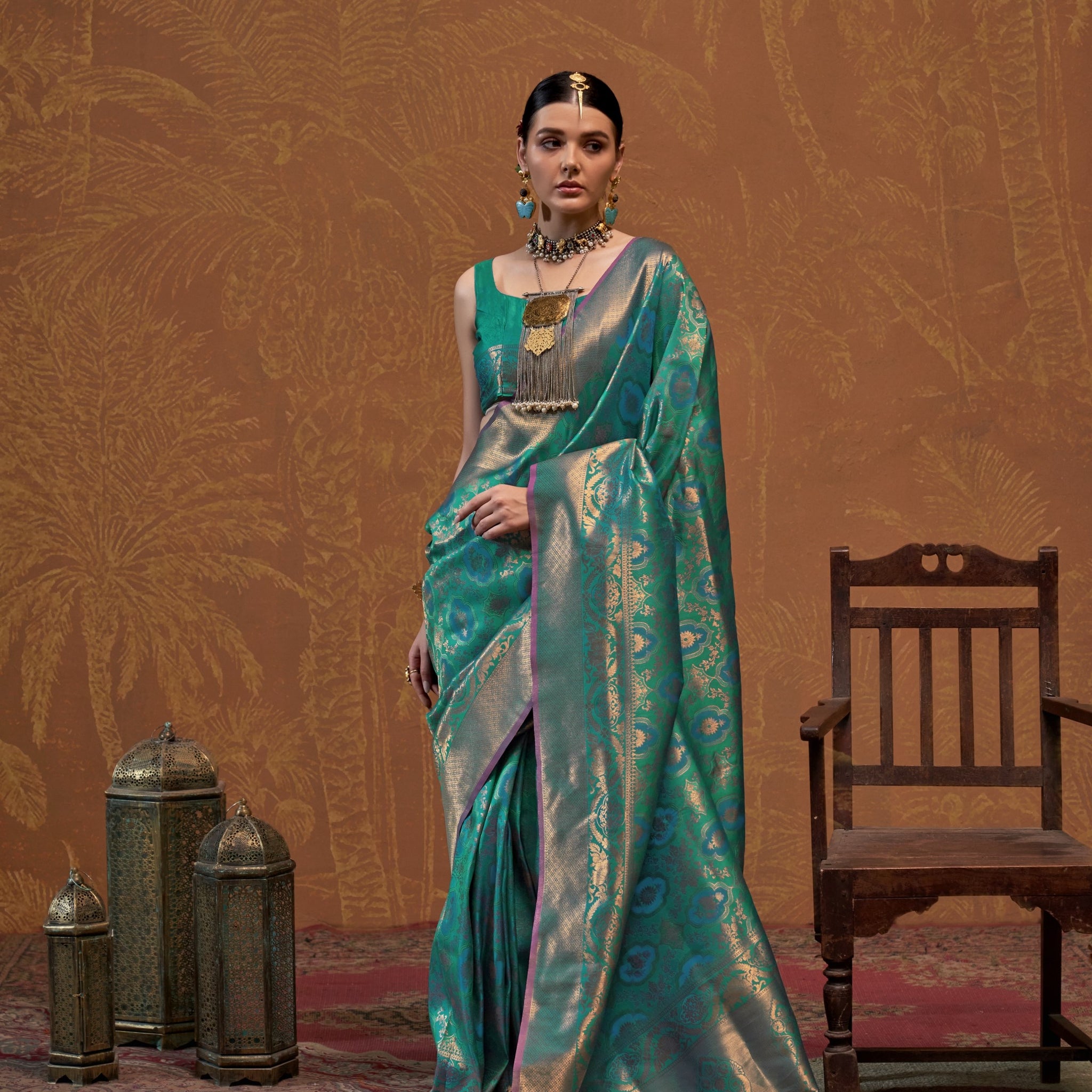 Ruby Zari Kanjeevaram Saree - Sea Green