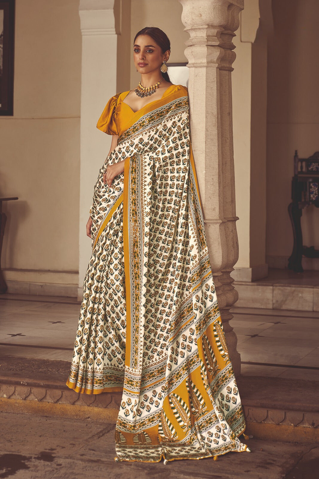 Mohar Mustered Saree