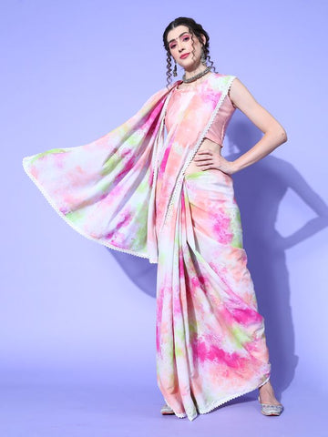 Floral Pattern Saree - Multicolored