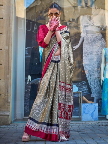 Modern Contemporary Saree - Pink & Orange