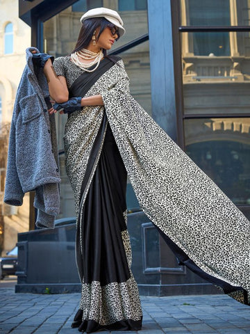 Modern Contemporary Saree - Black