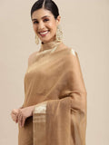 Saree Mall Brown Woven Saree With Unstitched Blouse