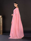 Georgette Pink Solid And Embellished Designer Saree With Blouse Piece