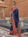 Patola Navy Blue Silk Saree